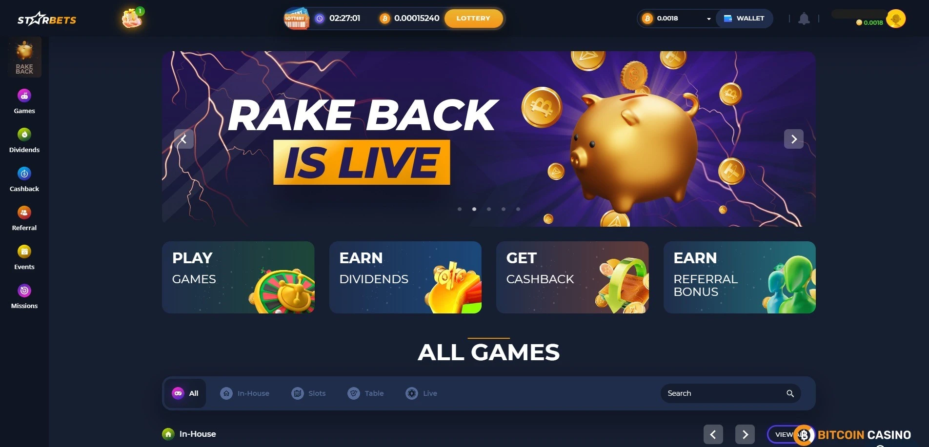 StarBets casino front page
