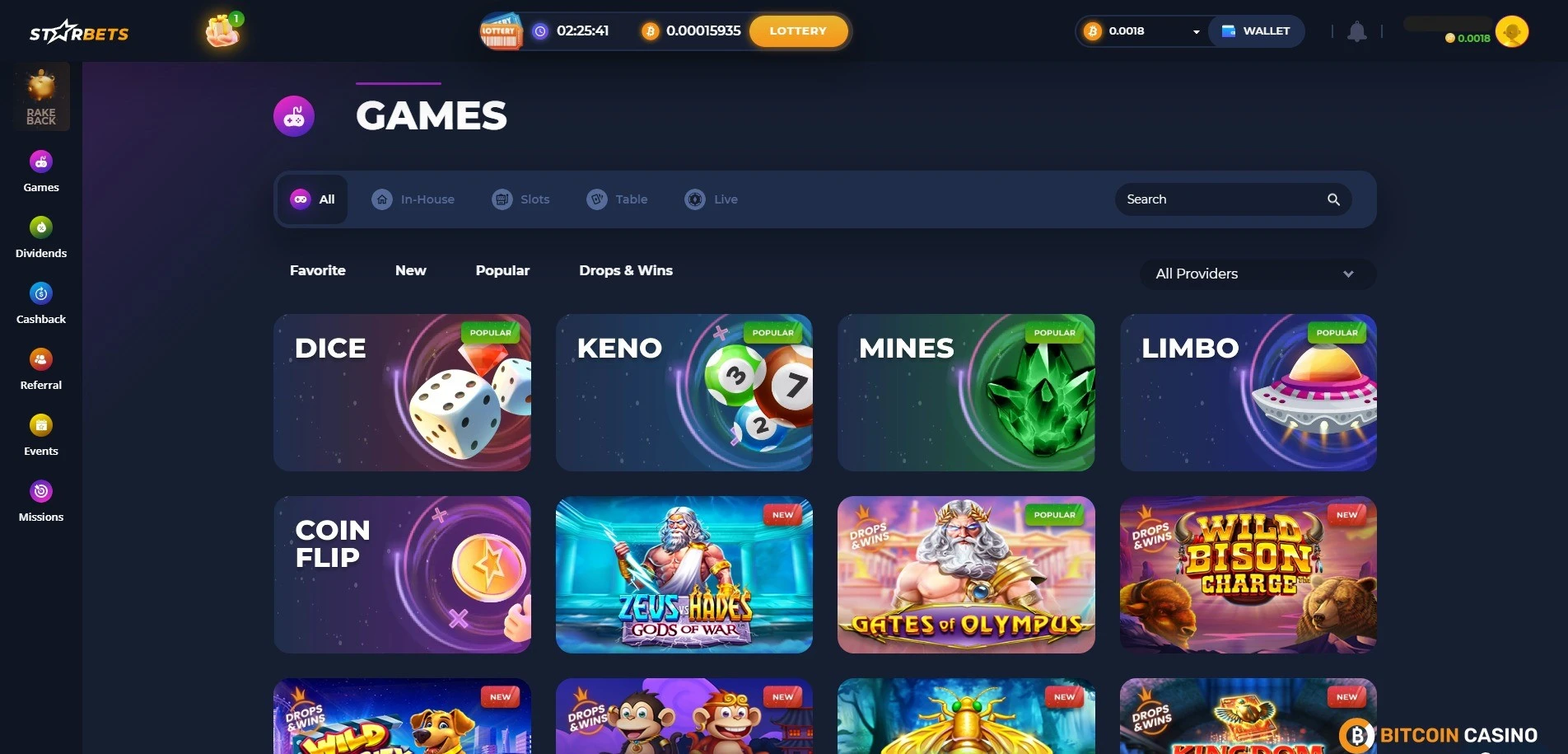 StarBets games lobby